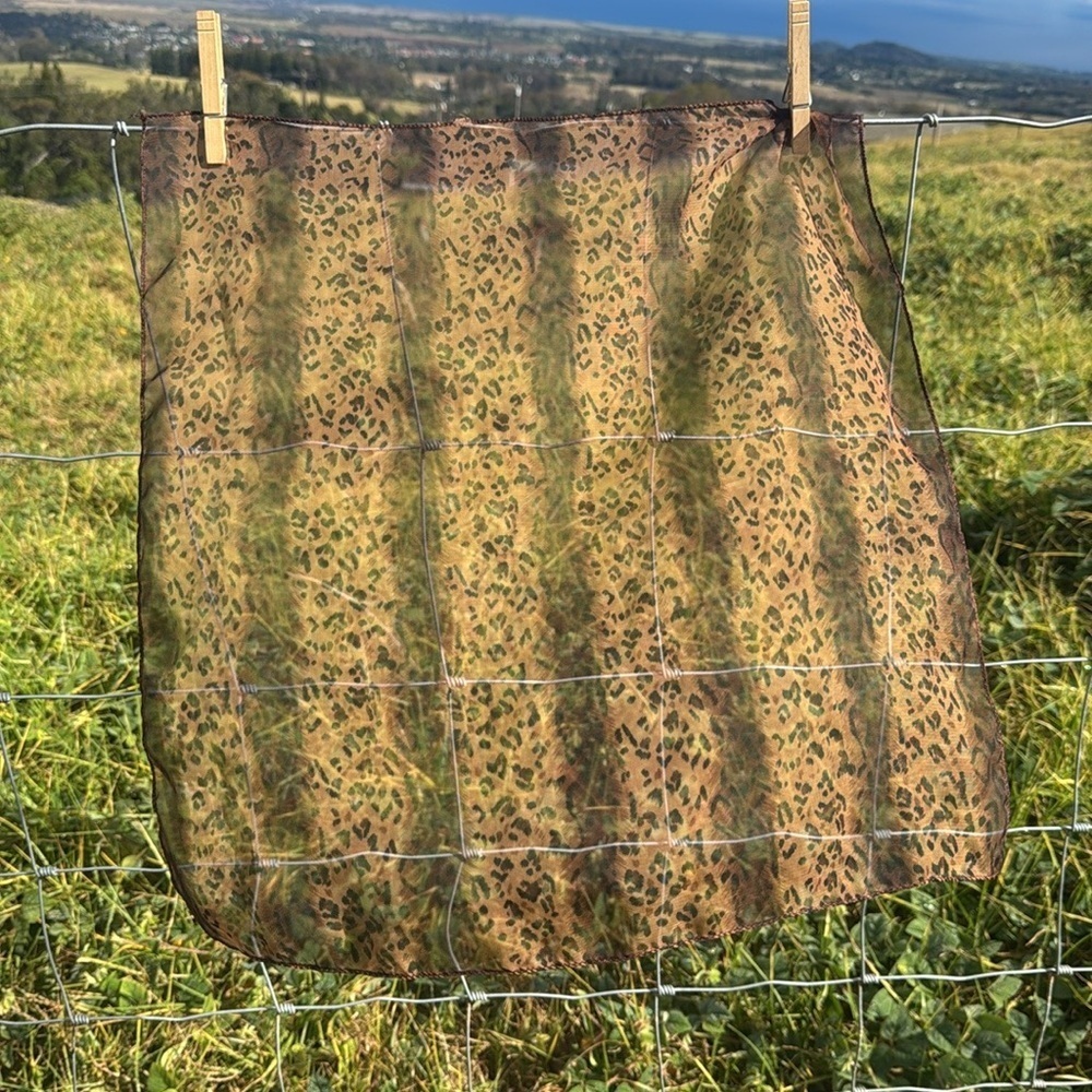 Vintage Retro brown black animal print retro hair necktie chiffon square Scarf